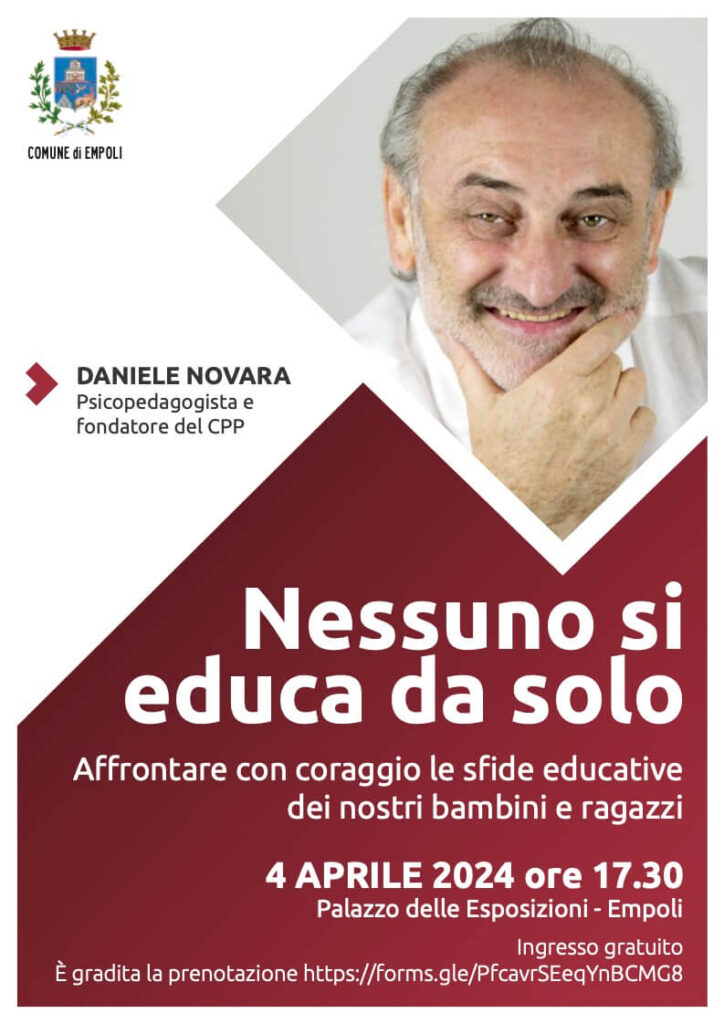 Incontro con il pedagogista Daniele Novara a Empoli, giovedì 4 aprile 2024