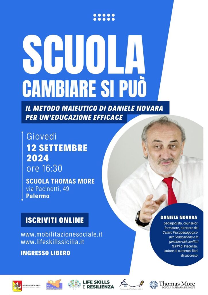 Daniele Novara a Palermo il 12 settembre 2024 per l'incontro "Scuola, cambiare si può"