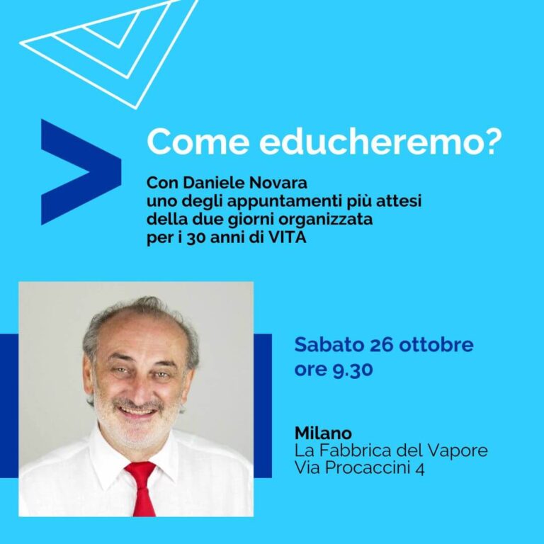 Daniele Novara 30 anni VITA, Milano alla Fabbrica del Vapore, sabato 26 ottobre 2024